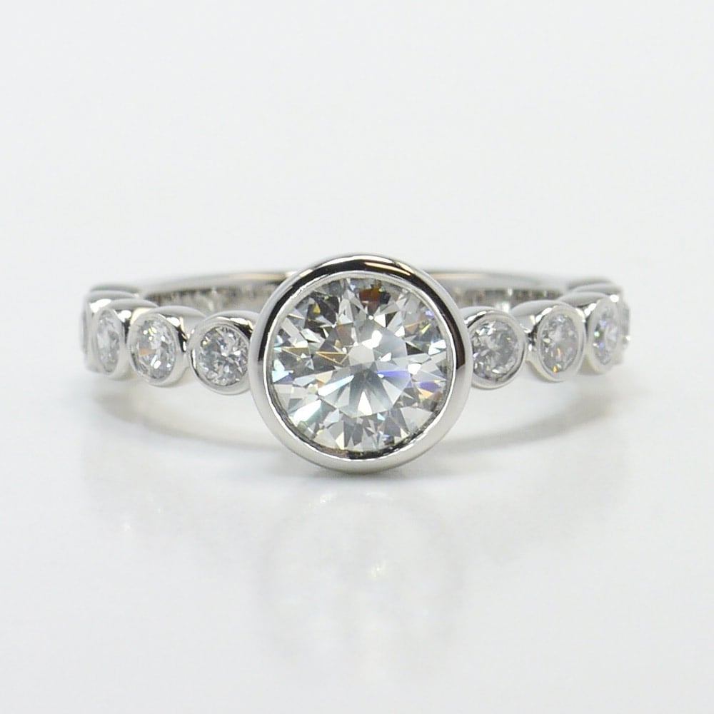 Unique Custom Round Bezel Diamond Ring  - small